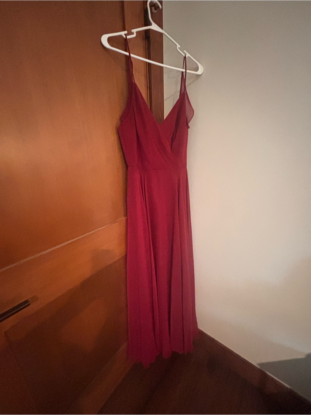 Dessy Collection Spaghetti-Strap Maxi Dress in Red